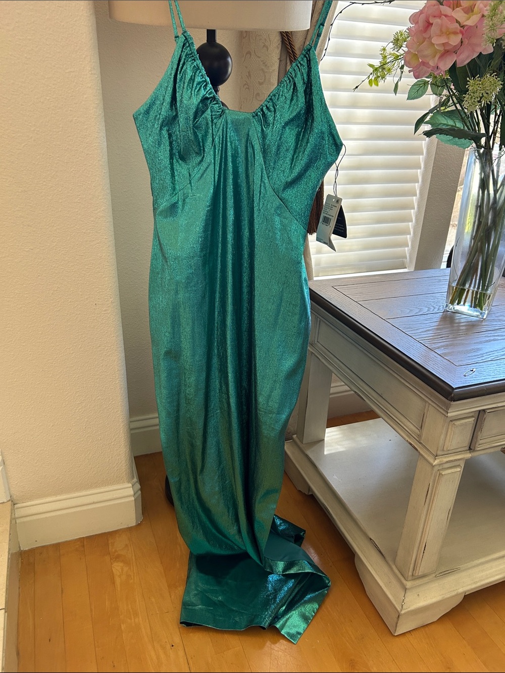 Emerald Green Satin Slip Wedding Dress(Michelle Pfeiffer dress)